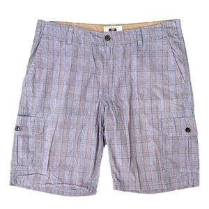 Joseph Abboud Shorts Men’s Size 38 Blue Plaid 100% Cotton Pockets 11” Inseam